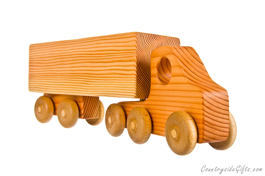 Wooden Toy Semi Truck with Box Trailer : Countryside Gifts, LLC